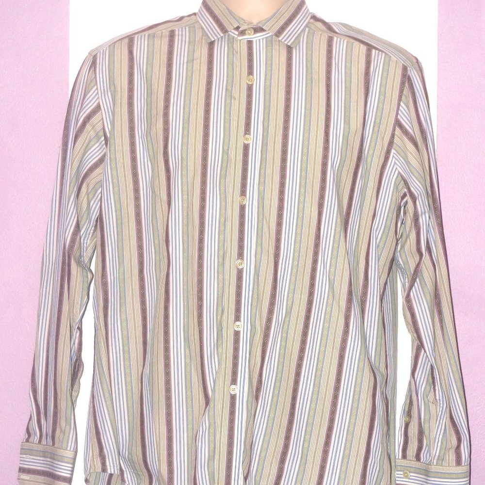 Robert Graham Men's Striped Long Sleeve Button-Up Shirt w/Flip Cuffs Size:Medium